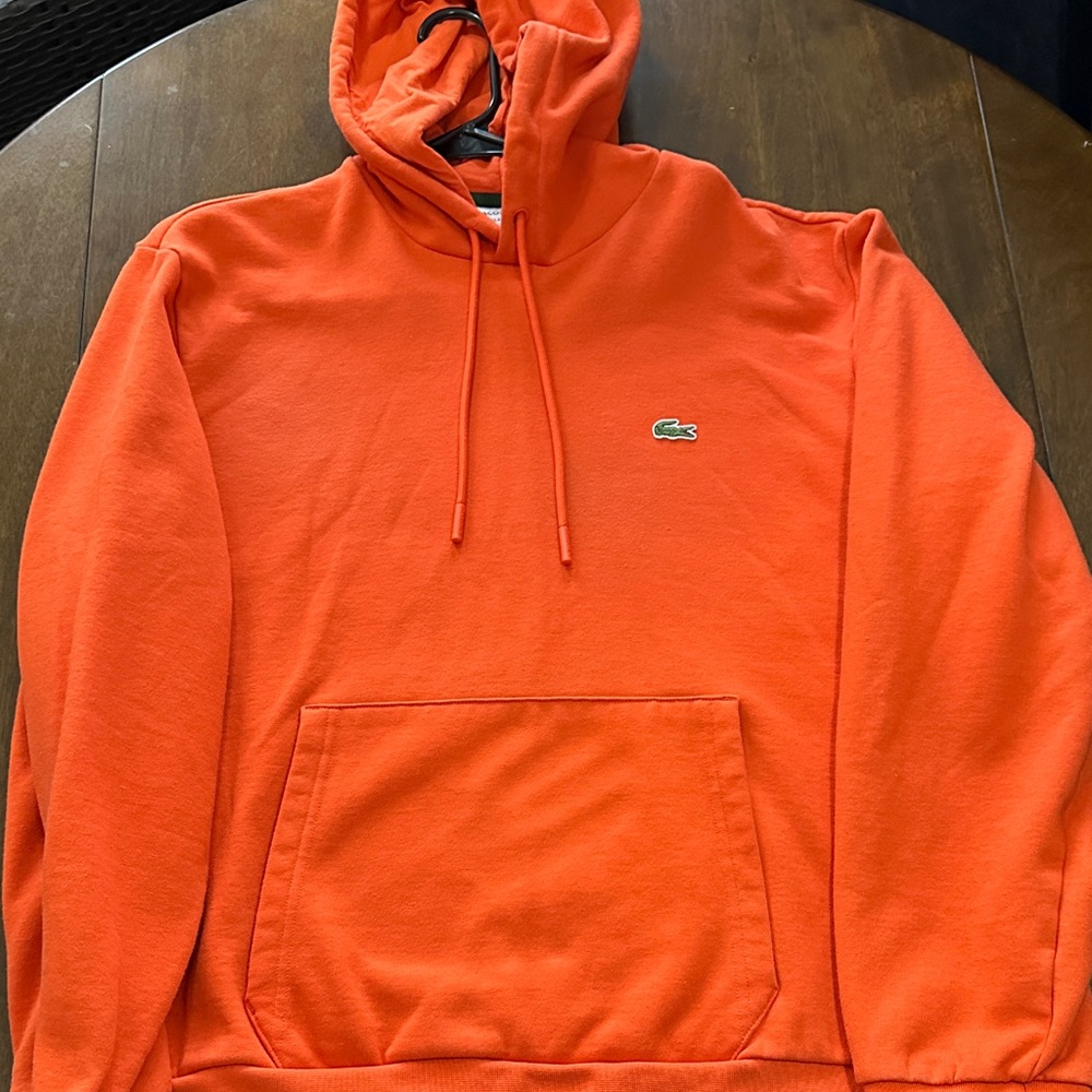 Lacoste Men's Organic Cotton Sunrise Orange Hoodie. (Near New)